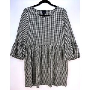 Lumiere Womens Gingham Babydoll Tunic Dress Sz M Cottagecore Prairie Coquette
